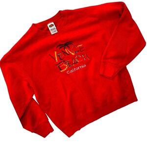 Fruit of the Loom‎ Best Venice Beach California Red Sweatshirt Embroidered L